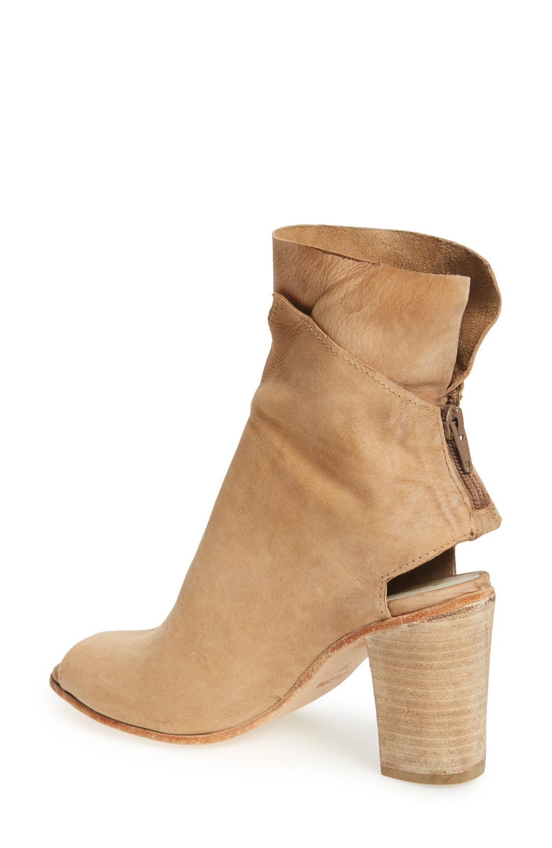 'Golden Road' Open Toe Bootie, Alternate, color, NATURAL LEATHER