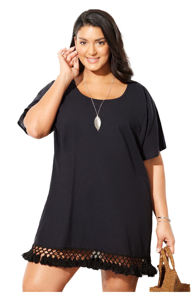 Swimsuits for All Courtney Tassel Tunic, Main, color, Black