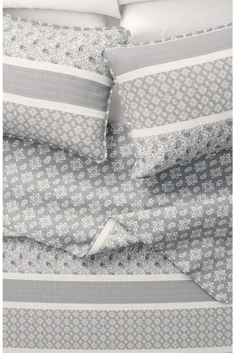 Stripe Quilt & Sham Set, Alternate, color, GREY