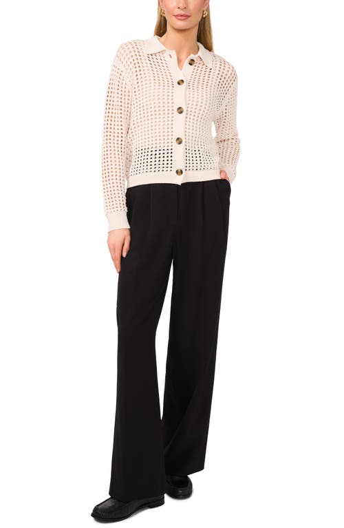 HALOGEN HALOGEN® RECYCLED POLYESTER OPEN WEAVE COLLAR CARDIGAN