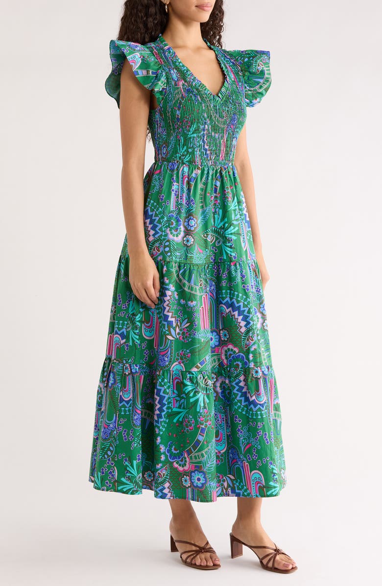 SUGARLIPS Vesper Geo Sunfire Maxi Dress, Alternate, color, 