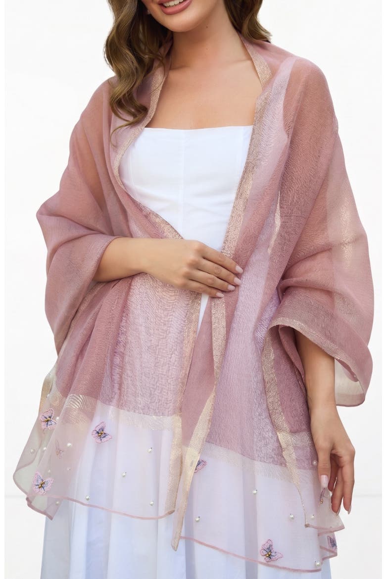 Embroidered Scarf, Main, color, PINK