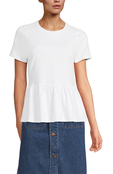 Short Sleeve Lightweight Jersey Crew Neck Peplum Tee