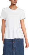 Lands' End Short Sleeve Lightweight Jersey Crew Neck Peplum Tee