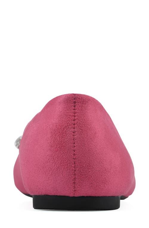 Cliffs By White Mountain Sashimi Embellished Bow Flat In Super Pink Fabric