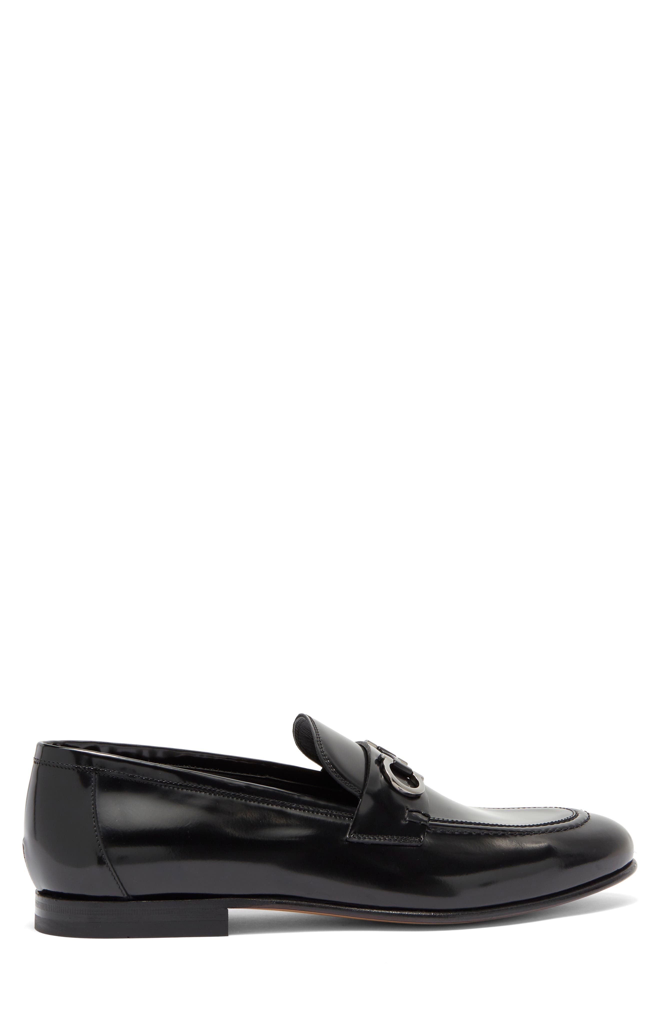 FERRAGAMO Gin Double Gancio Bit Loafer, Alternate, color, Nero