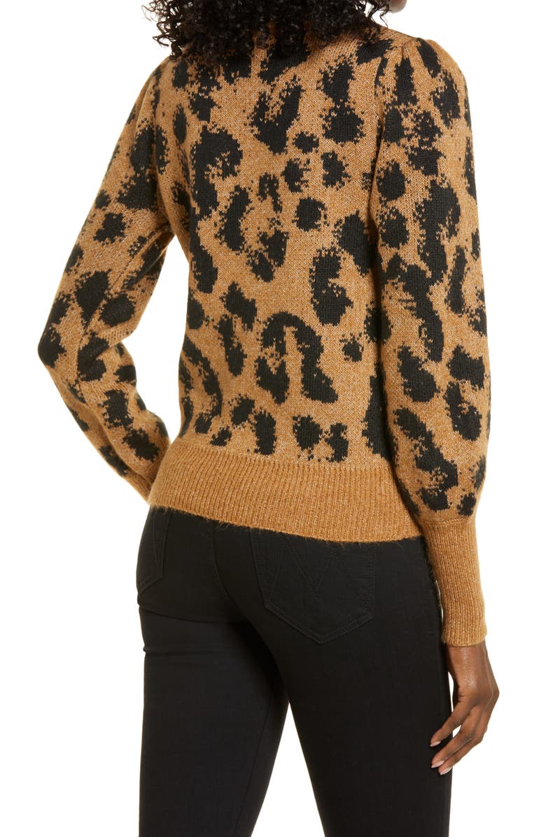 VERO MODA Tari Leopard Spot Jacquard Sweater, Alternate, color, 