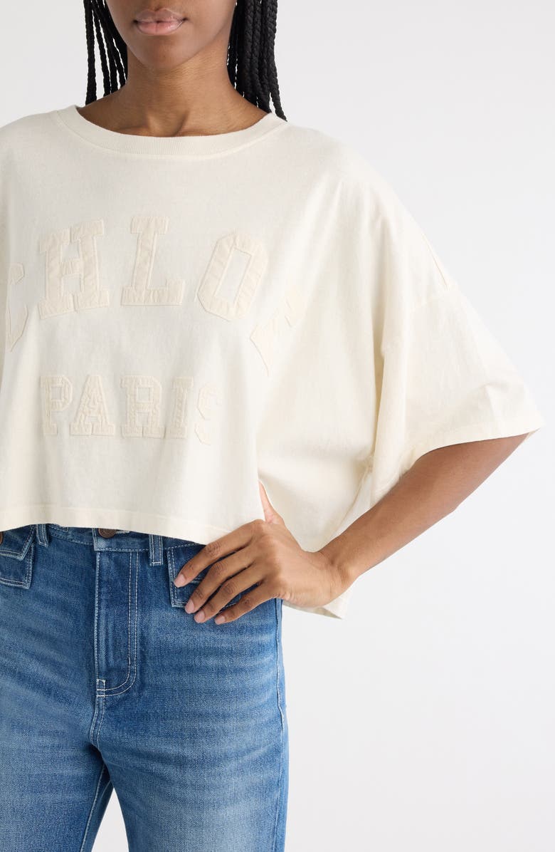 Chloé College Appliqué Crop T-Shirt, Alternate, color,