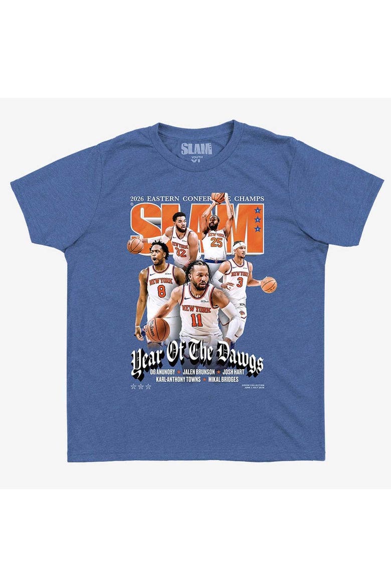 Youth SLAM Blue New York Knicks 2026 NBA Eastern Conference Champions Cover T-Shirt, Main, color, Blue