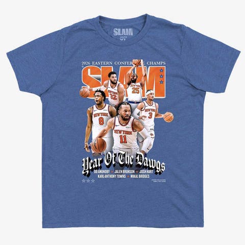 Youth SLAM Blue New York Knicks 2026 NBA Eastern Conference Champions Cover T-Shirt