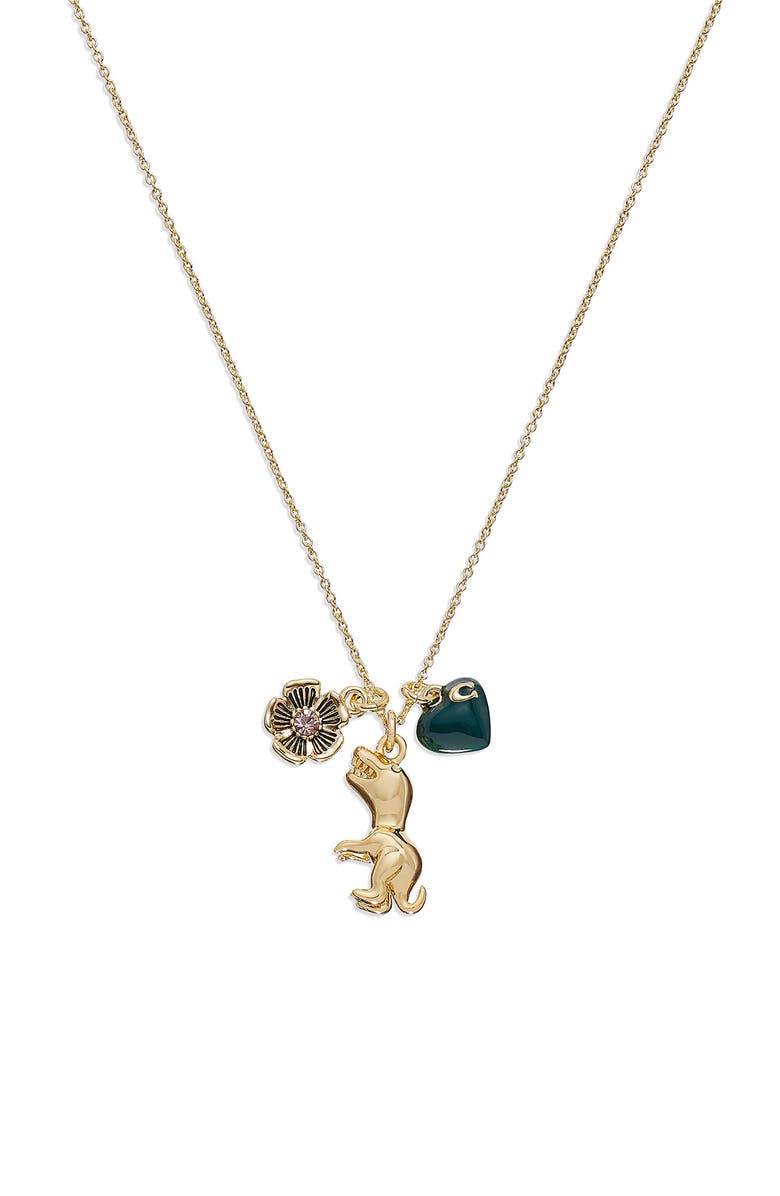 COACH Rexy Charm Necklace, Alternate, color,