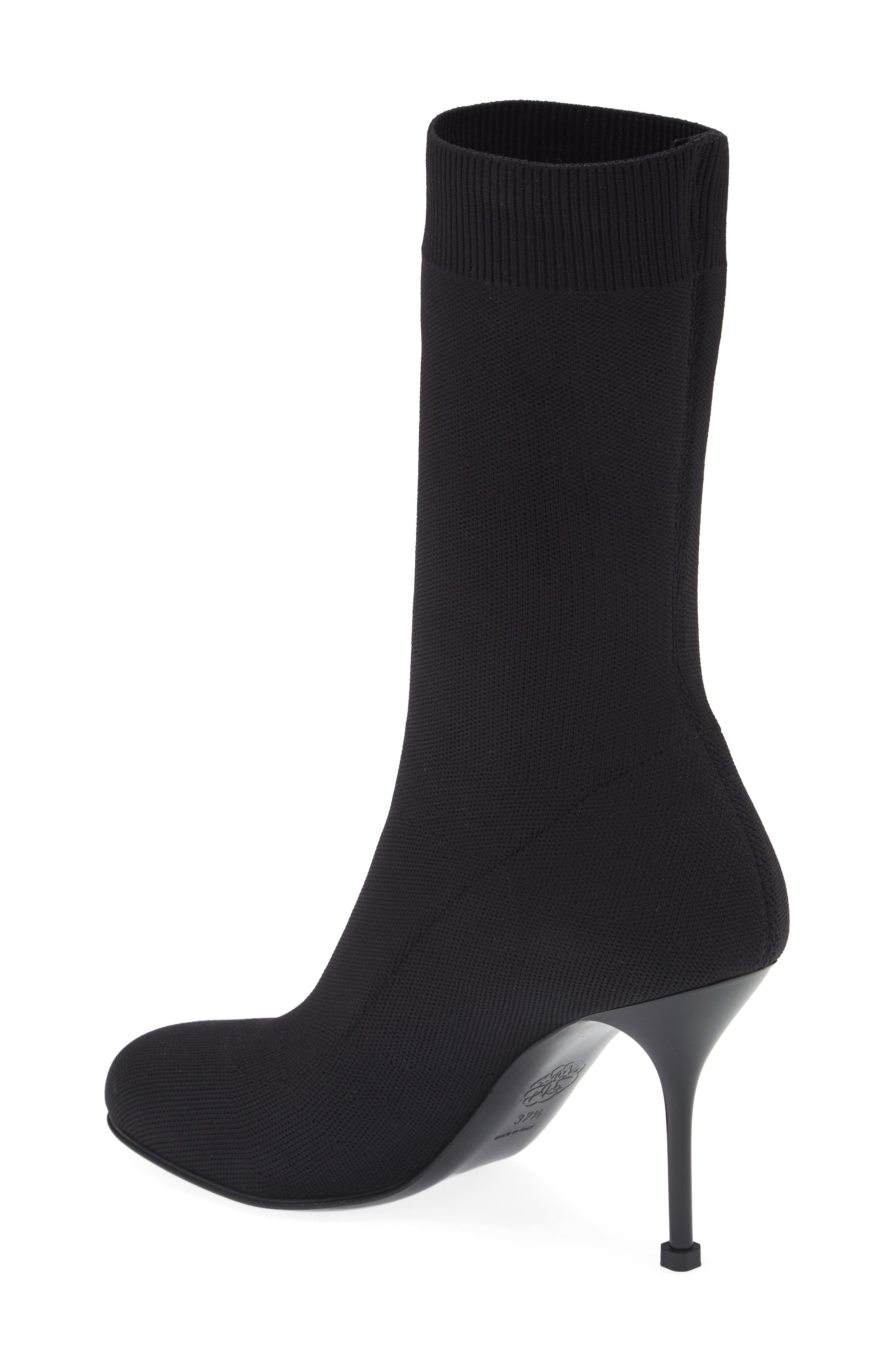 McQueen Knit Pin Heel Bootie, Alternate, color, 