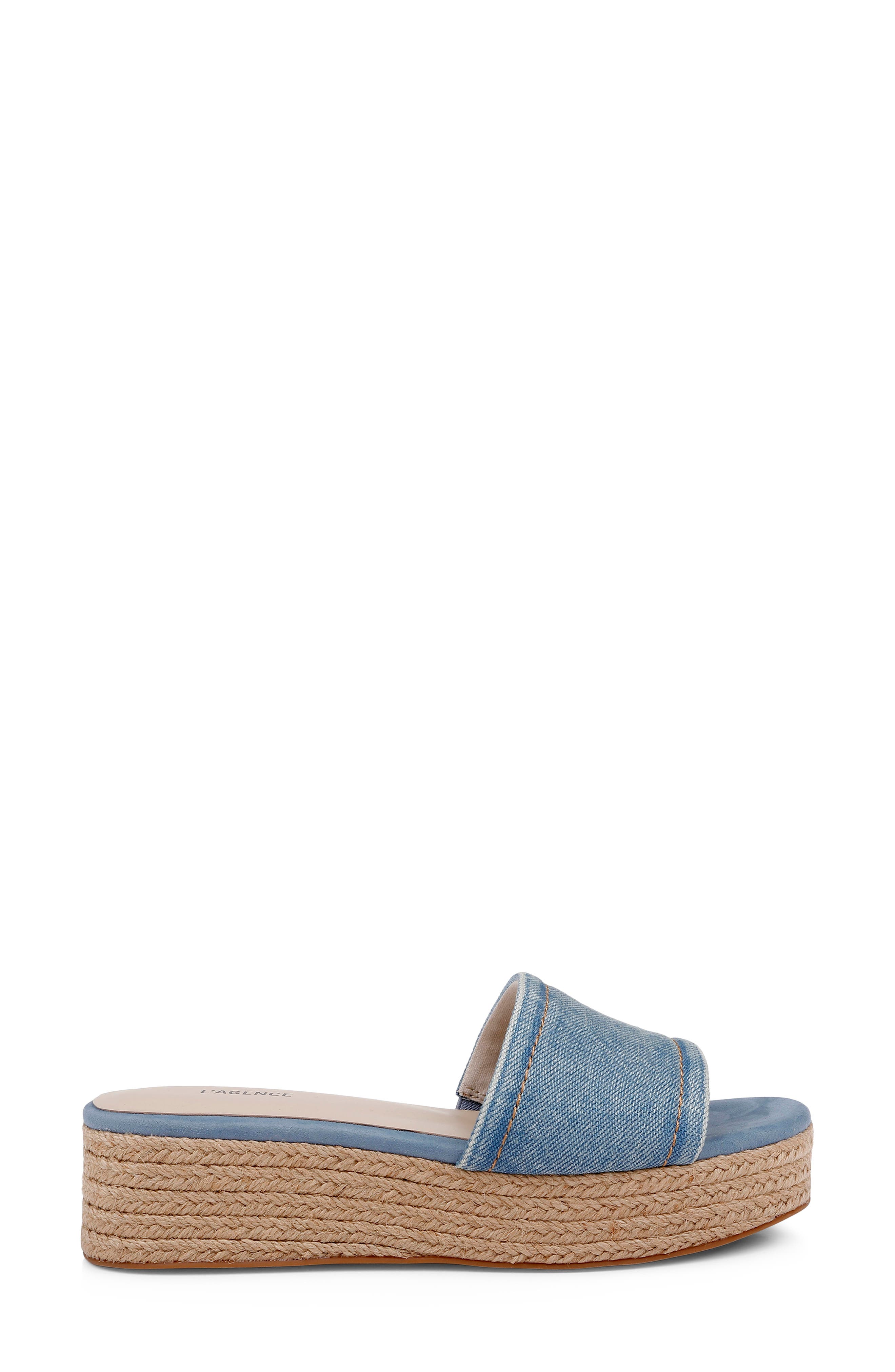 L'AGENCE Ramani II Espadrille Platform Wedge Slide Sandal, Alternate, color, Light Denim