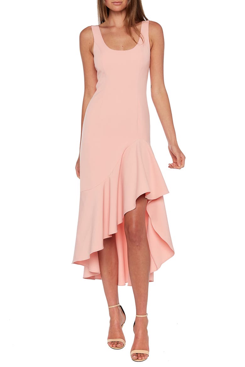Esther Frill High/Low Dress, Main, color, PEACHY PINK
