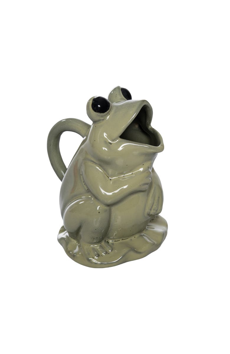Transpac Ceramic Frog Pitcher Green for Spring Serving and Entertaining, Main, color, Green