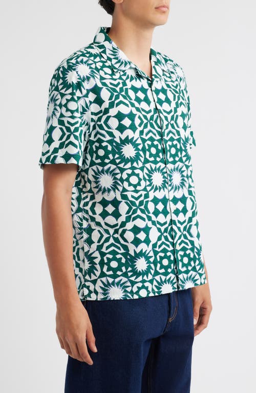Wax London Didcot Printed Cotton Shirt In Green