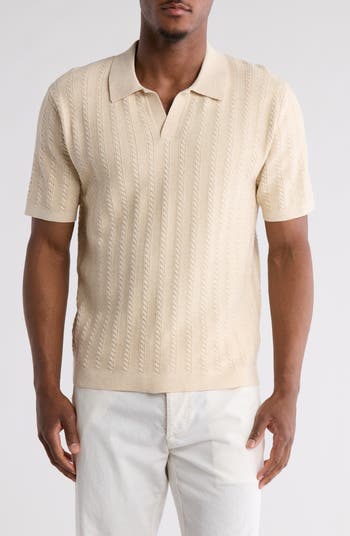 ★XTONZ★CABLE KNIT POLO Cable-Knit Cotton Polo-Collar Sweater