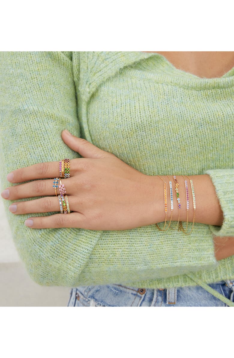 Bony Levy 14K Gold Bar Pendant Bracelet, Alternate, color, London Blue Topaz