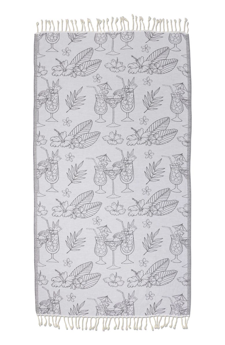 InfuseZen Tropical Drink Organic Turkish Towel, Alternate, color, Black