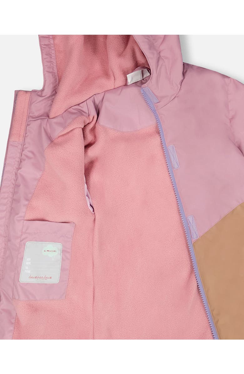 Deux par Deux Girl Mid-Season Fleece Jacket in Recycled Polyester, Alternate, color, Mauve, Lilac & Beige