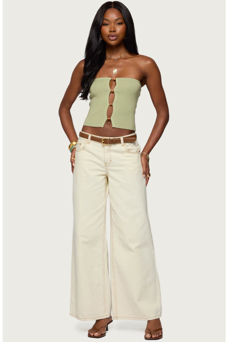 Beaded Cutout Strapless Crop Top, Alternate, color, SAGE
