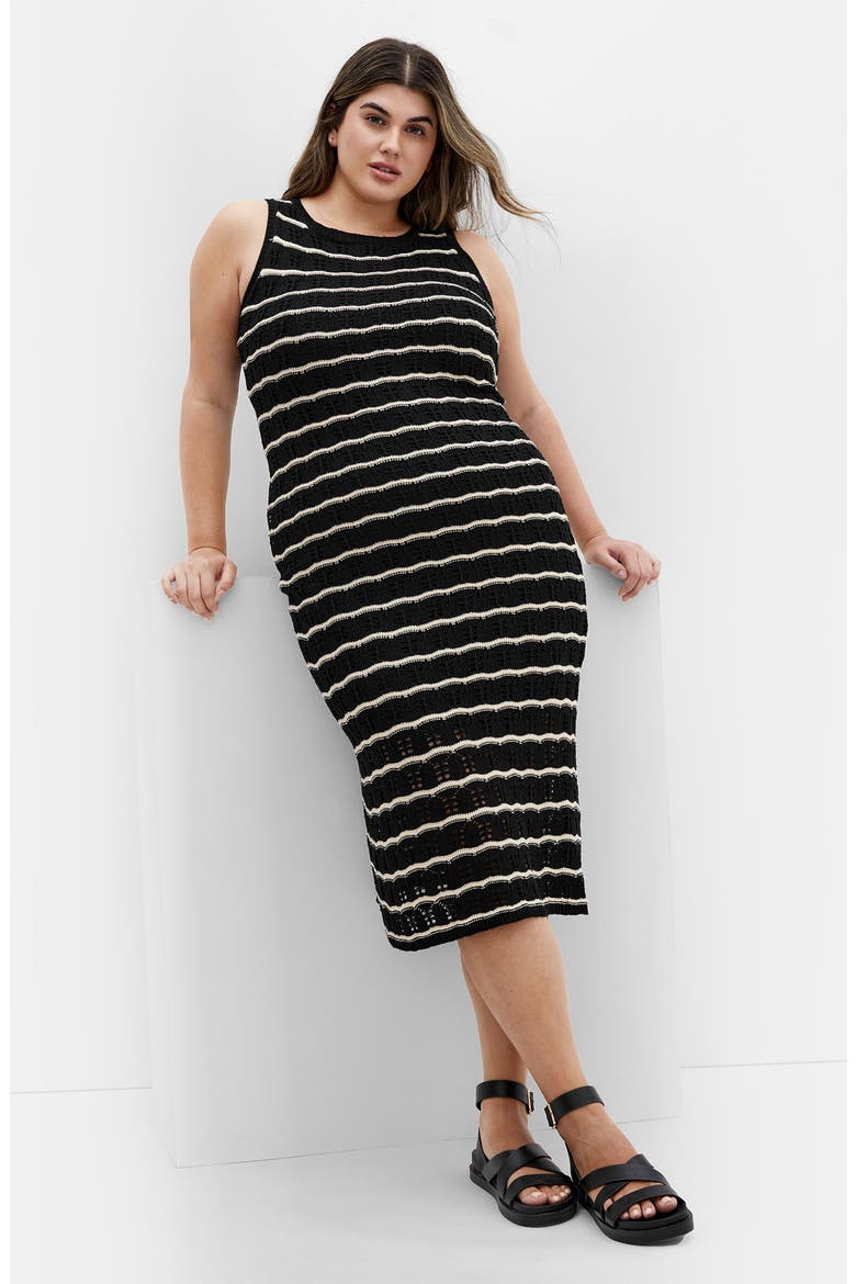Open Knit Midi Tank Dress, Alternate, color, MONO WAVE