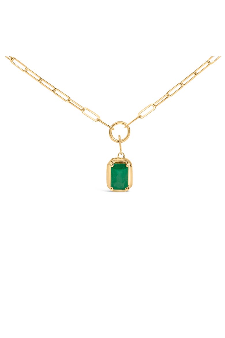 10K Yellow Gold Emerald Cut 6x4 MM Green Emerald Solitaire Pendant Necklace, Alternate, color, Yellow