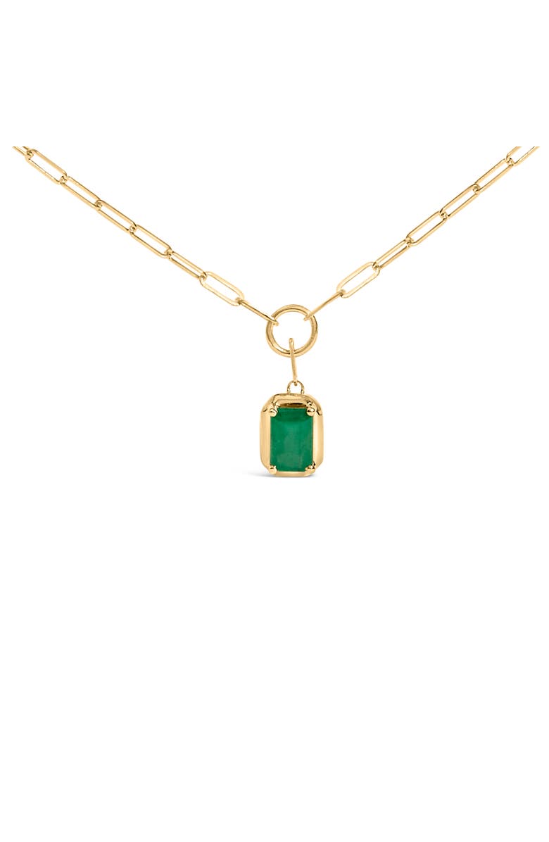 Haus of Brilliance 10K Yellow Gold Emerald Cut 6x4 MM Green Emerald Solitaire Pendant Necklace, Alternate, color, Yellow