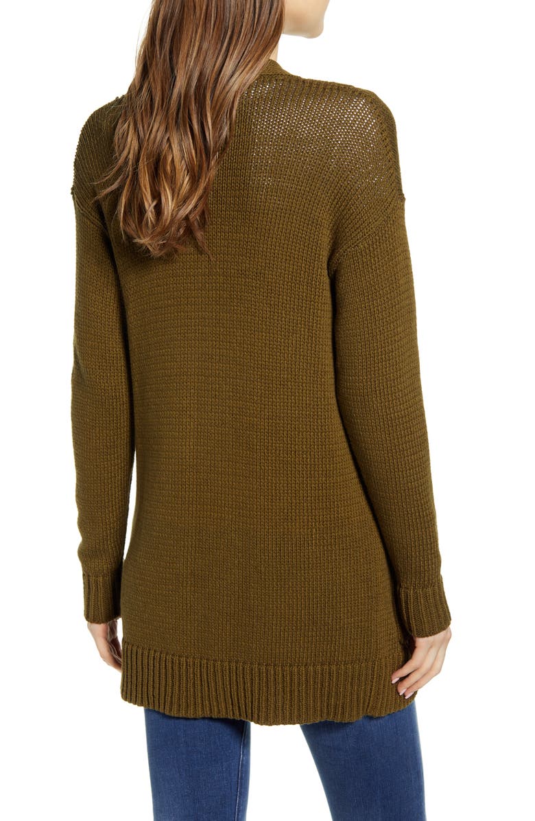 Lucky Brand Cable Accent Cotton Blend Cardigan, Alternate, color,