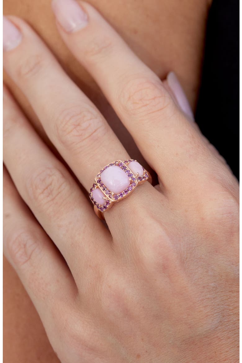 Pink Opal & Rhodolite Halo Ring, Alternate, color, PINK