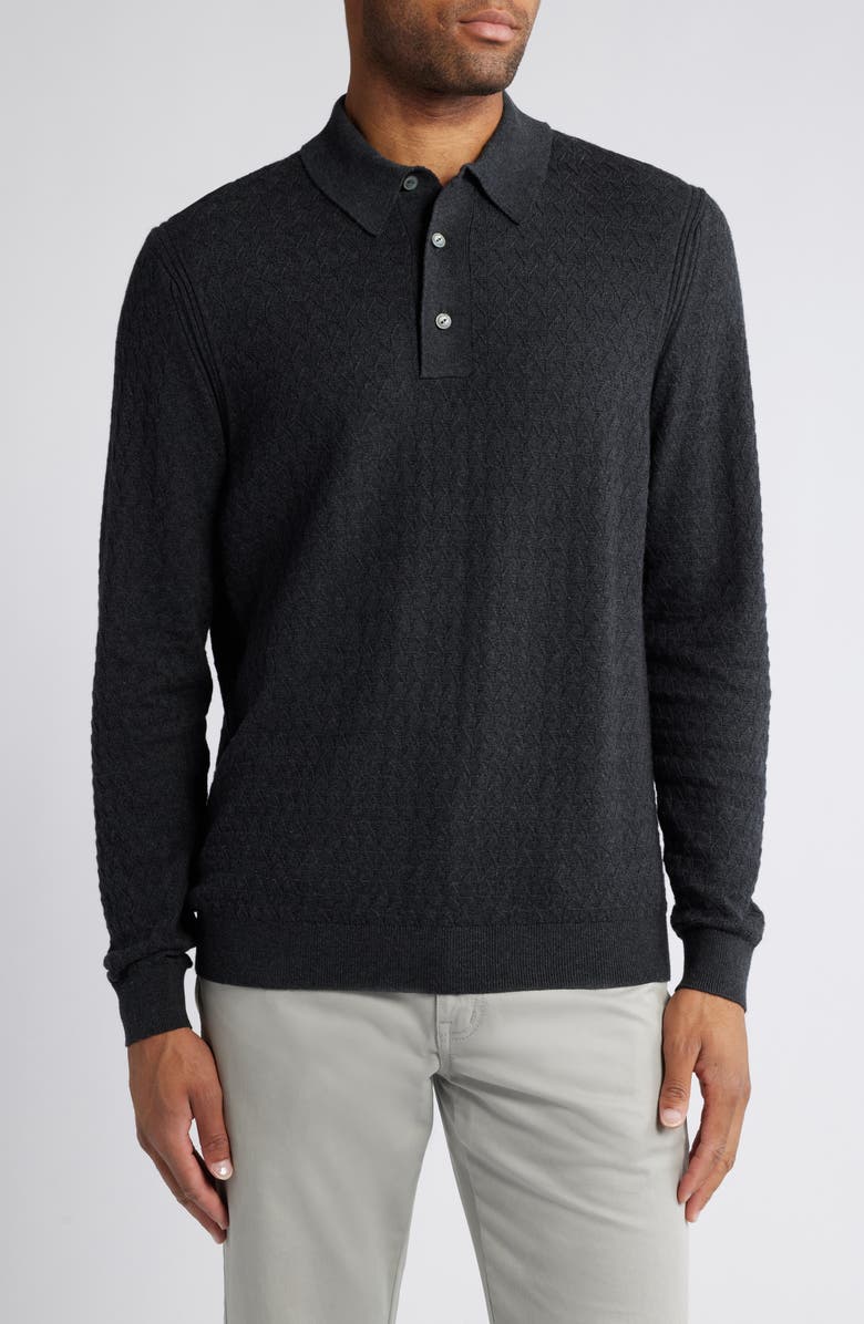 Tommy Bahama Capital Long Sleeve Cotton & Cashmere Polo Sweater, Main, color,