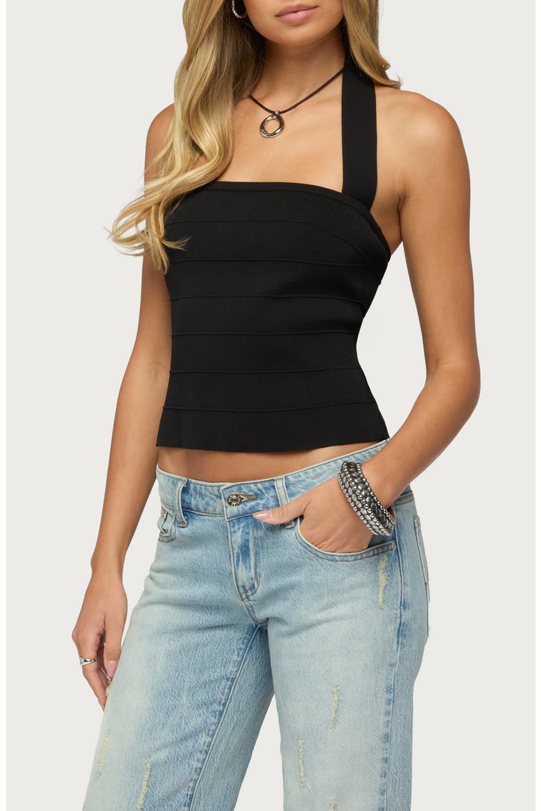 Esmerela Bandage Crop Halter Top, Alternate, color, BLACK