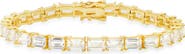 Queen Jewels Sterling Silver Emerald Cut CZ Tennis Bracelet