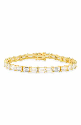 Sterling Silver Emerald Cut CZ Tennis Bracelet
