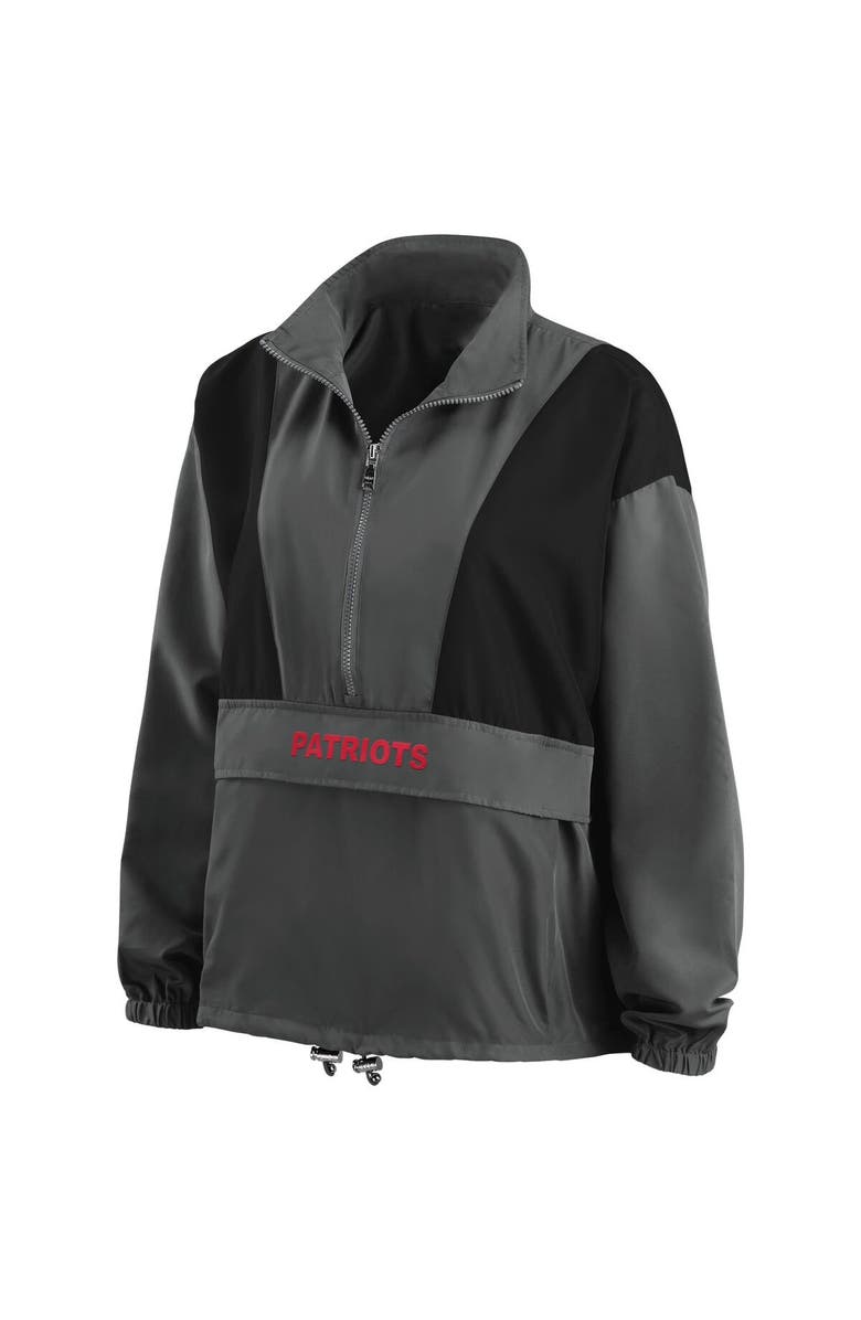 WEAR by Erin Andrews Women's WEAR by Erin Andrews Charcoal New England Patriots Popover Packable Half-Zip Jacket, Alternate, color, 
