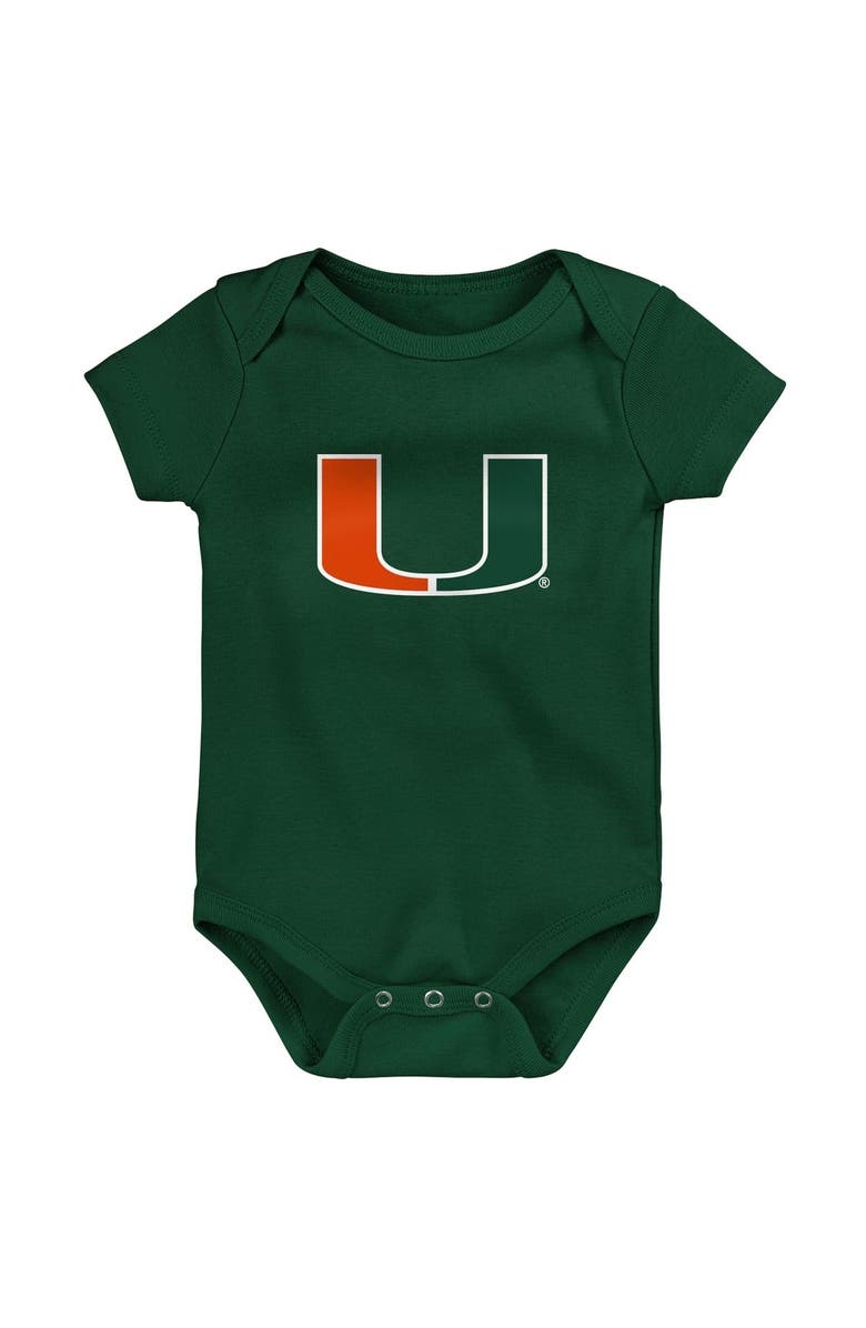 Outerstuff Newborn & Infant Green/Orange/Heathered Gray Miami Hurricanes 3-Pack Game On Bodysuit Set, Alternate, color,