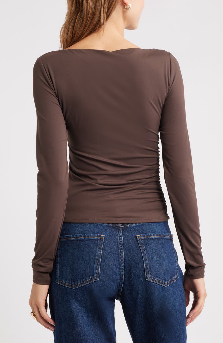 Open Edit Ruched Side Top, Alternate, color, Brown Seal