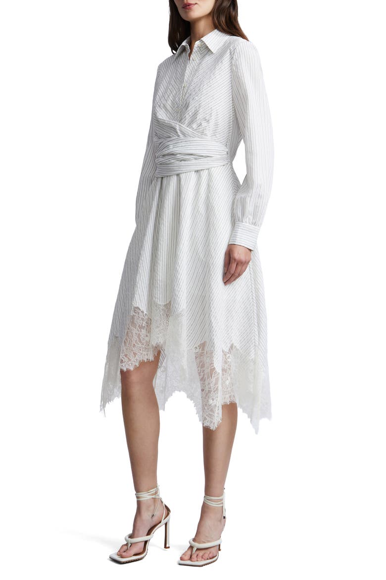 Stripe Shirtdress with Lace Hem, Alternate, color, JASMINE