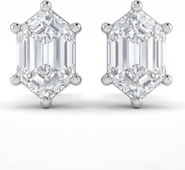 Bliss Diamond Certified 1Ct TW Long Hexagon Diamond Studs 14k Gold Earrings Lab Grown