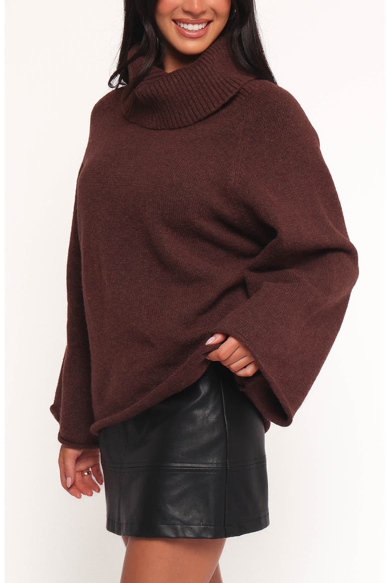Bindy Oversize Turtleneck Sweater, Alternate, color, BROWN