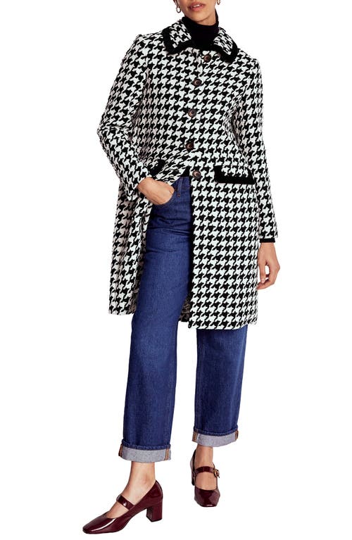 Boden Edinburgh Houndstooth Swing Coat In Black