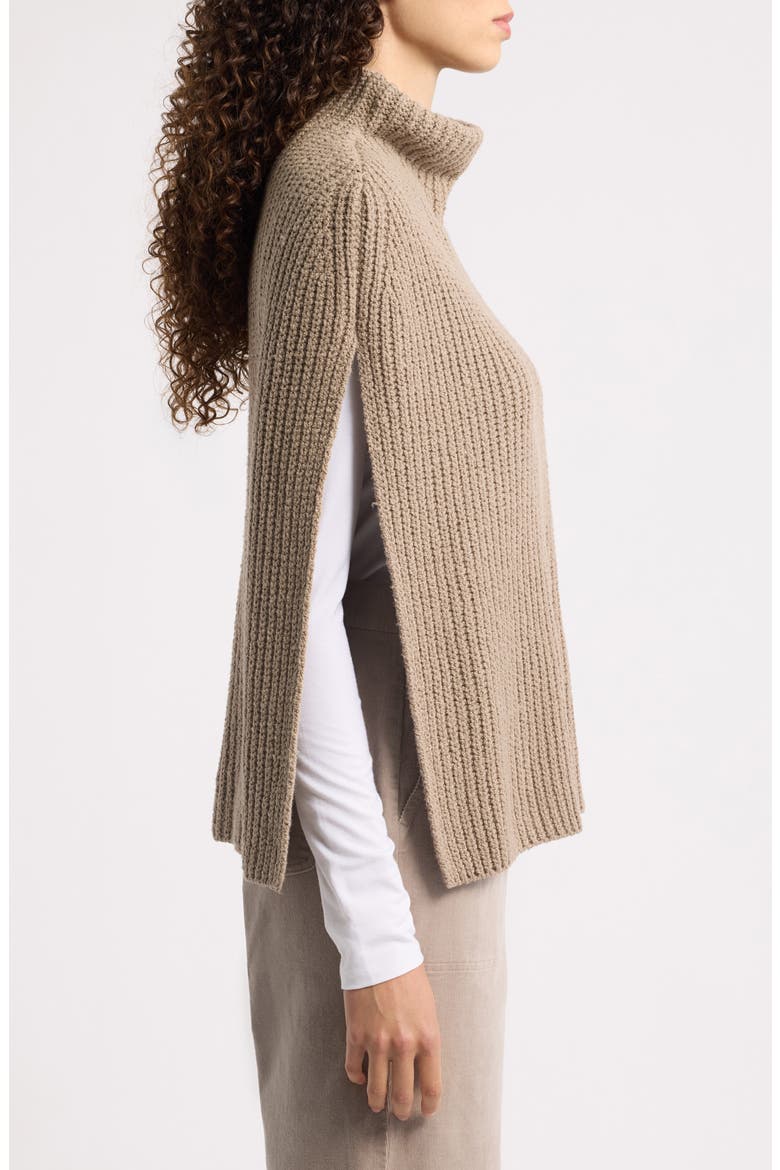 Cotton Blend Rib Poncho, Alternate, color, TWINE