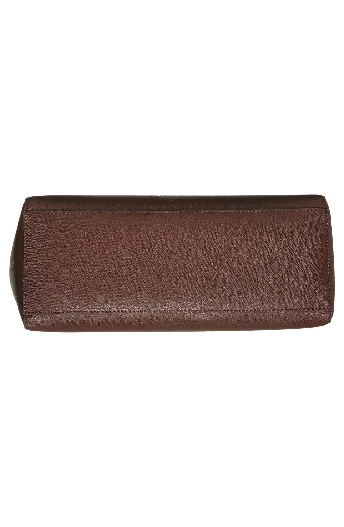 'Small York' Saffiano Leather Buckle Tote, Alternate, color, DARK WALNUT