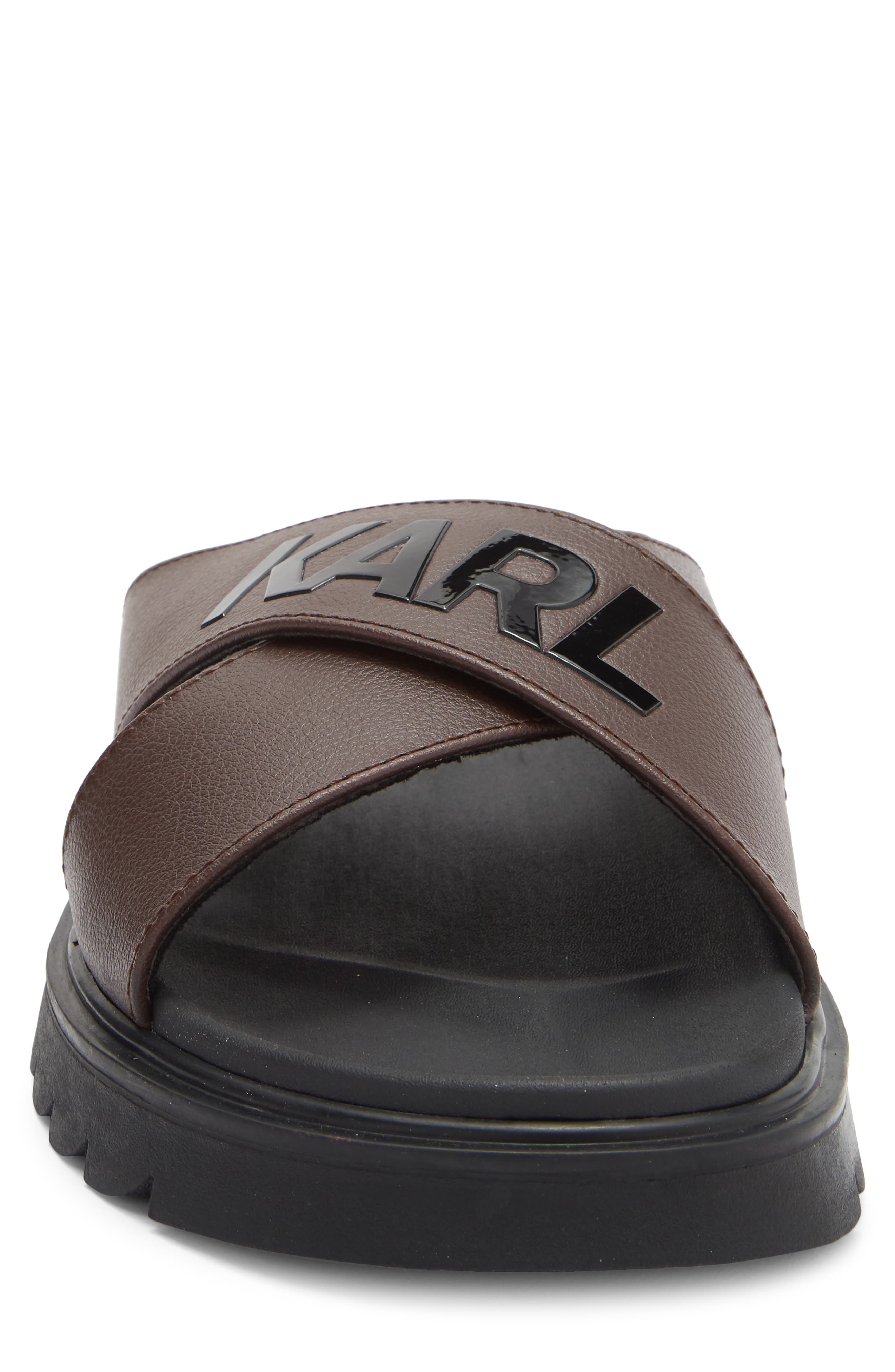 Logo Crisscross Slide Sandal, Alternate, color, BROWN