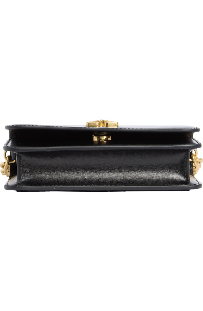 Off-White Jitney Leather Wallet on a Chain, Alternate, color, Black