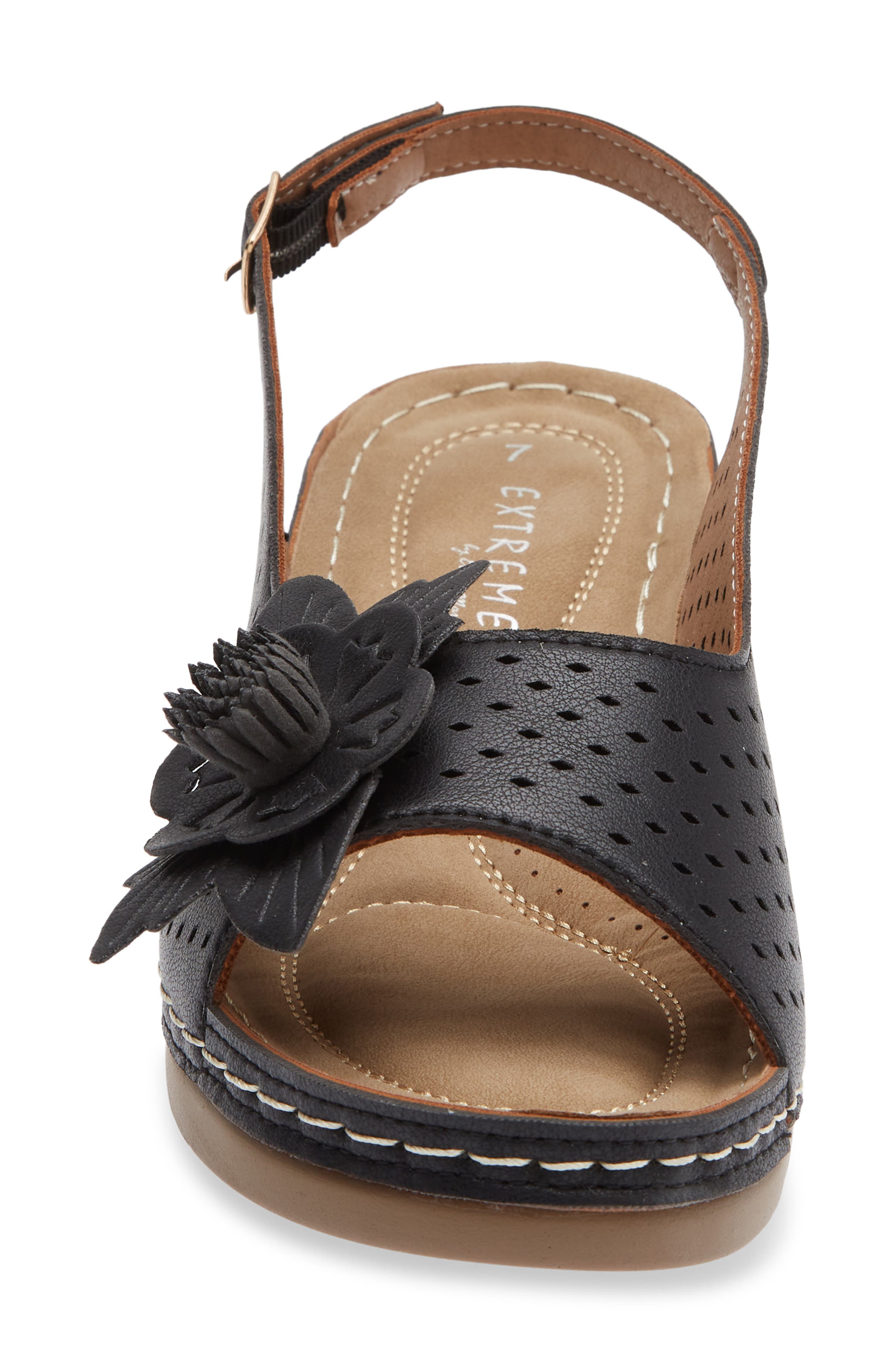EXTREME BY EDDIE MARC Bethea Floral Appliqué Slingback Sandal, Alternate, color, Black