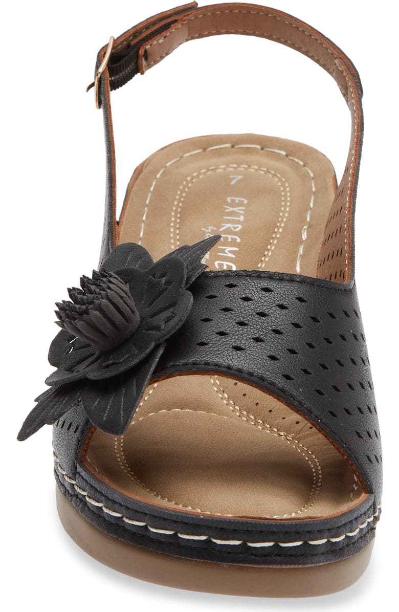 EXTREME BY EDDIE MARC Bethea Floral Appliqué Slingback Sandal, Alternate, color, Black