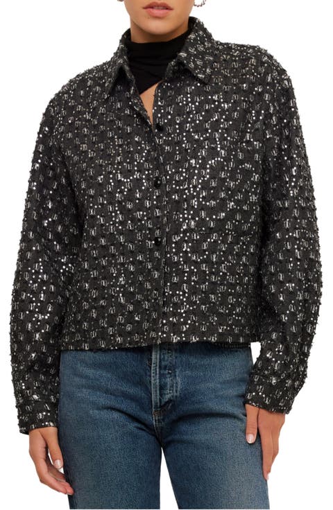 Allora Sequin Denim Shirt Jacket