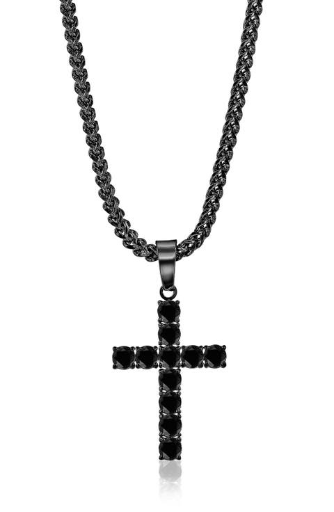 Men's Cubic Zirconia Cross Pendant Necklace