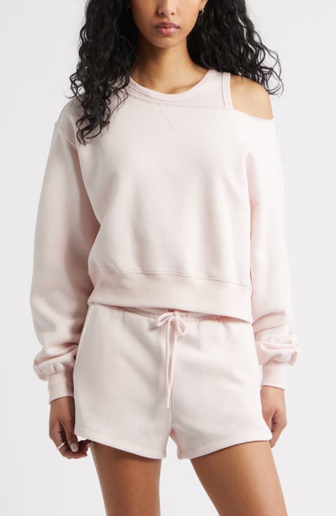 Fleece Detail Off the Shoulder Sweatshirt